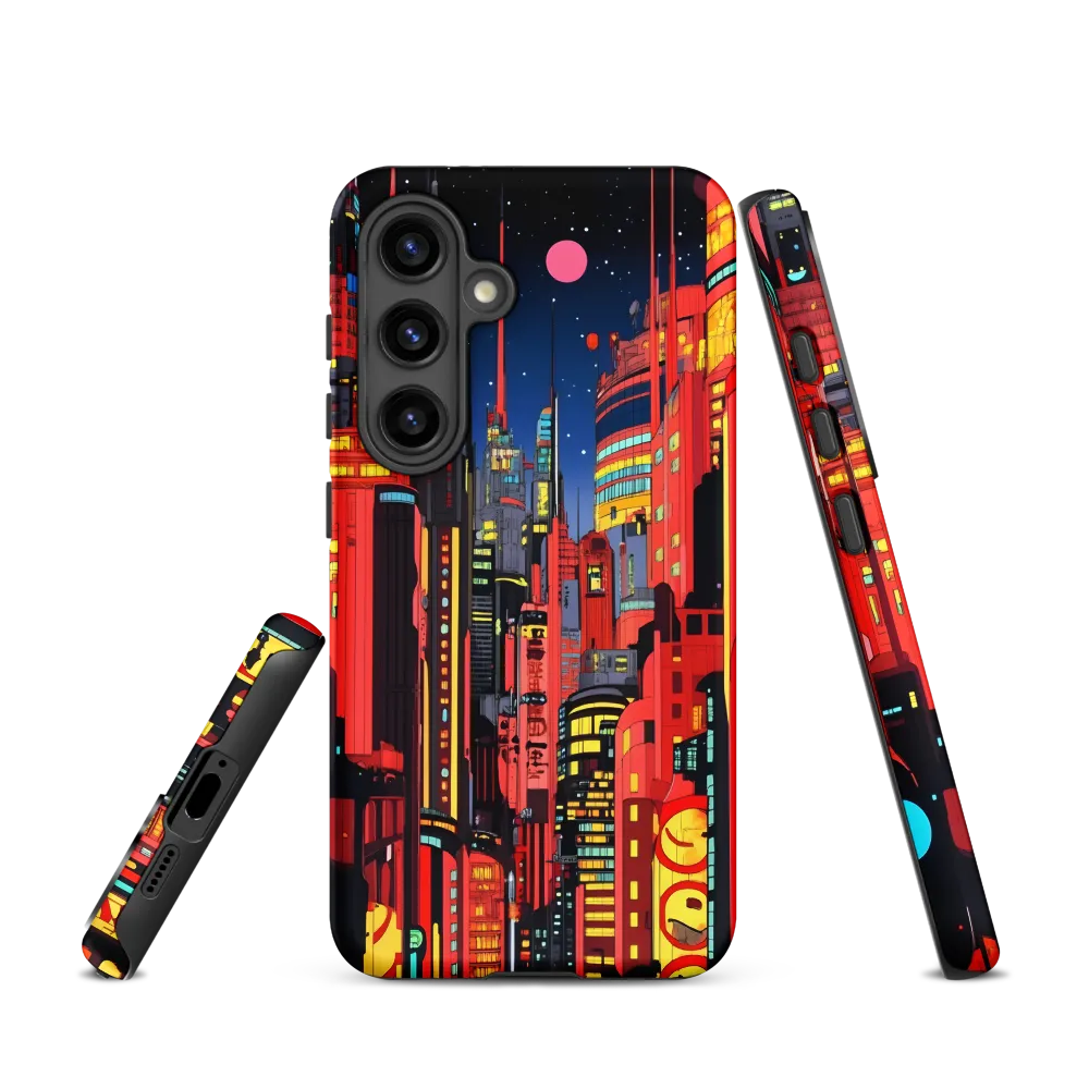 Neon Dreams: A Cyberpunk Cityscape | Phone Case |  S24 | Tough Case | Matte