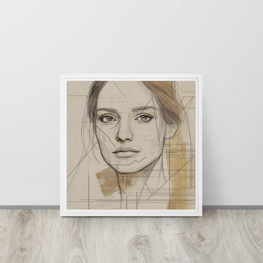 Geometric Elegance: A Modern Portrait | Canvas with White Frame | 16″×16″