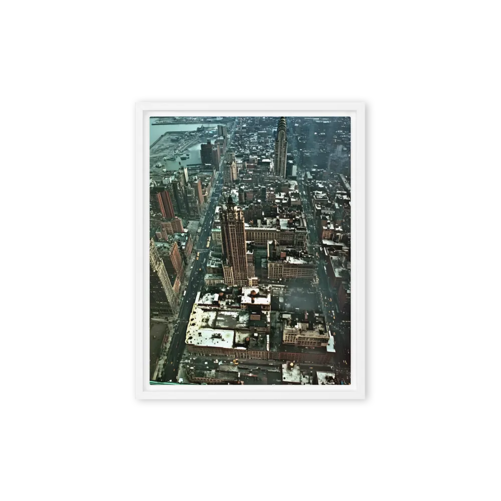 Aerial Symphony of Urban Life | Canvas with White Frame | 9″×12″