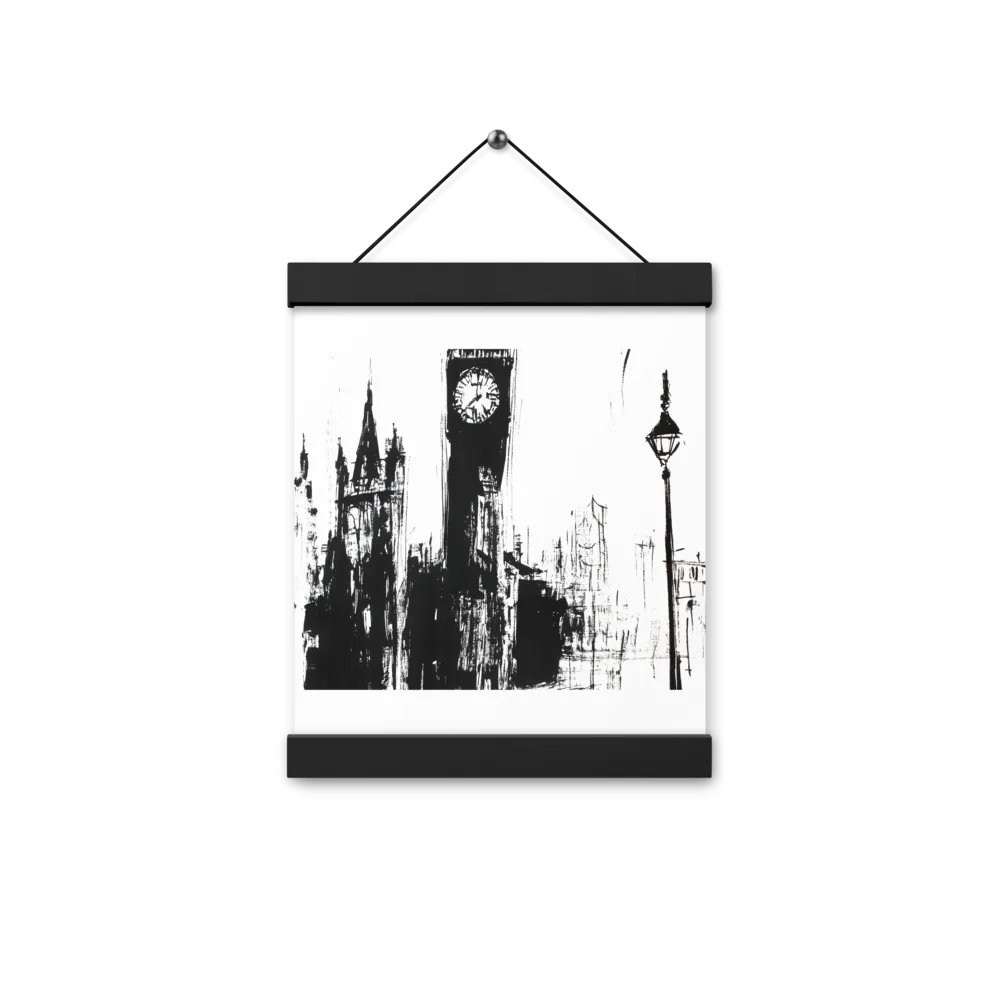 Clock Tower in Motion | Poster With Black Wood Hanger | 8″×10″