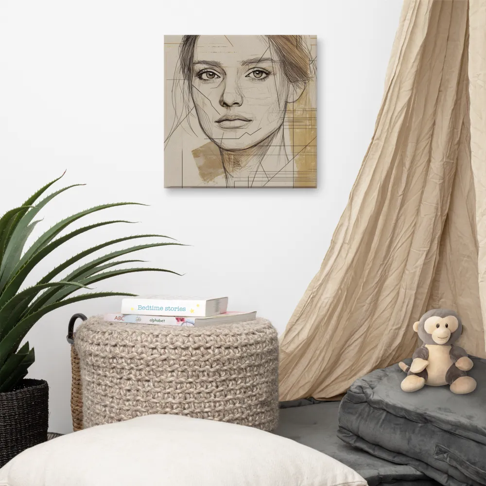 Geometric Elegance: A Modern Portrait | Canvas | 16″×16″