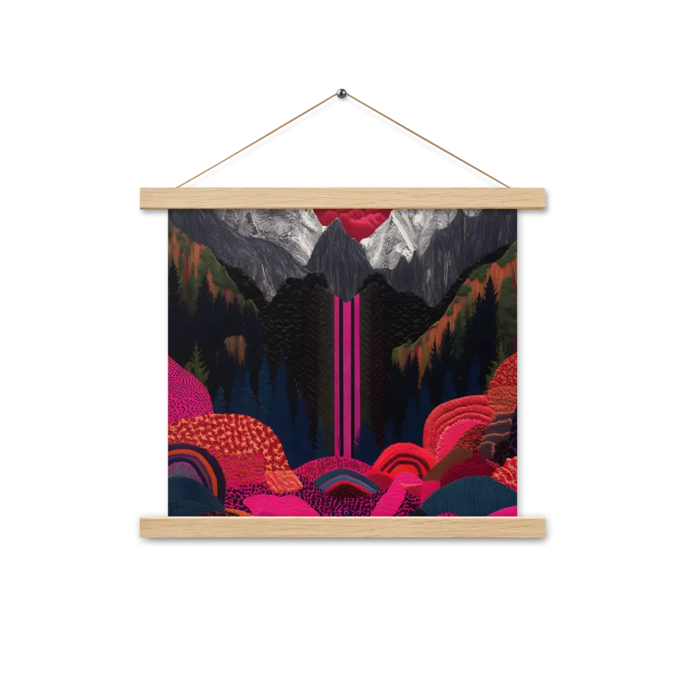 Ethereal Cascade: A Surreal Landscape | Poster With Oak Wood Hanger | 14″×14″