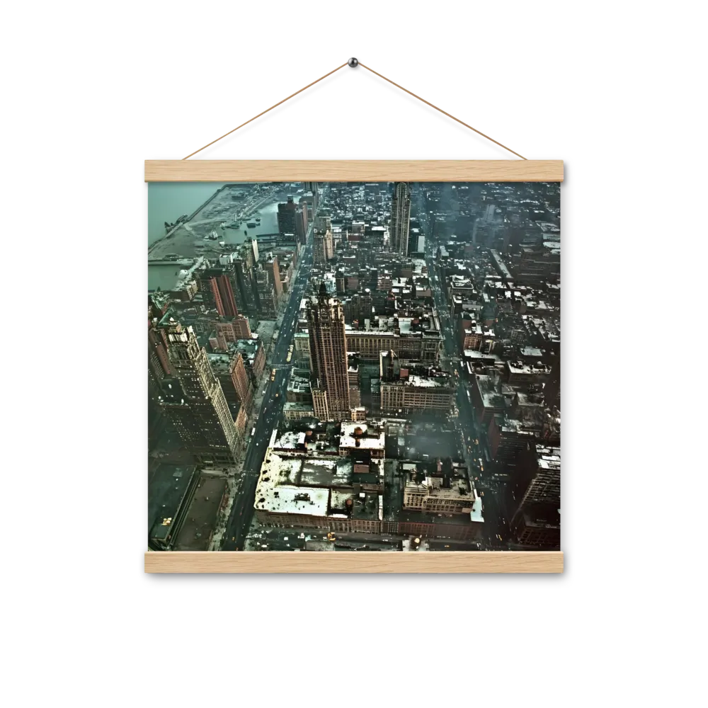 Aerial Symphony of Urban Life | Poster With Oak Wood Hanger | 16″×16″