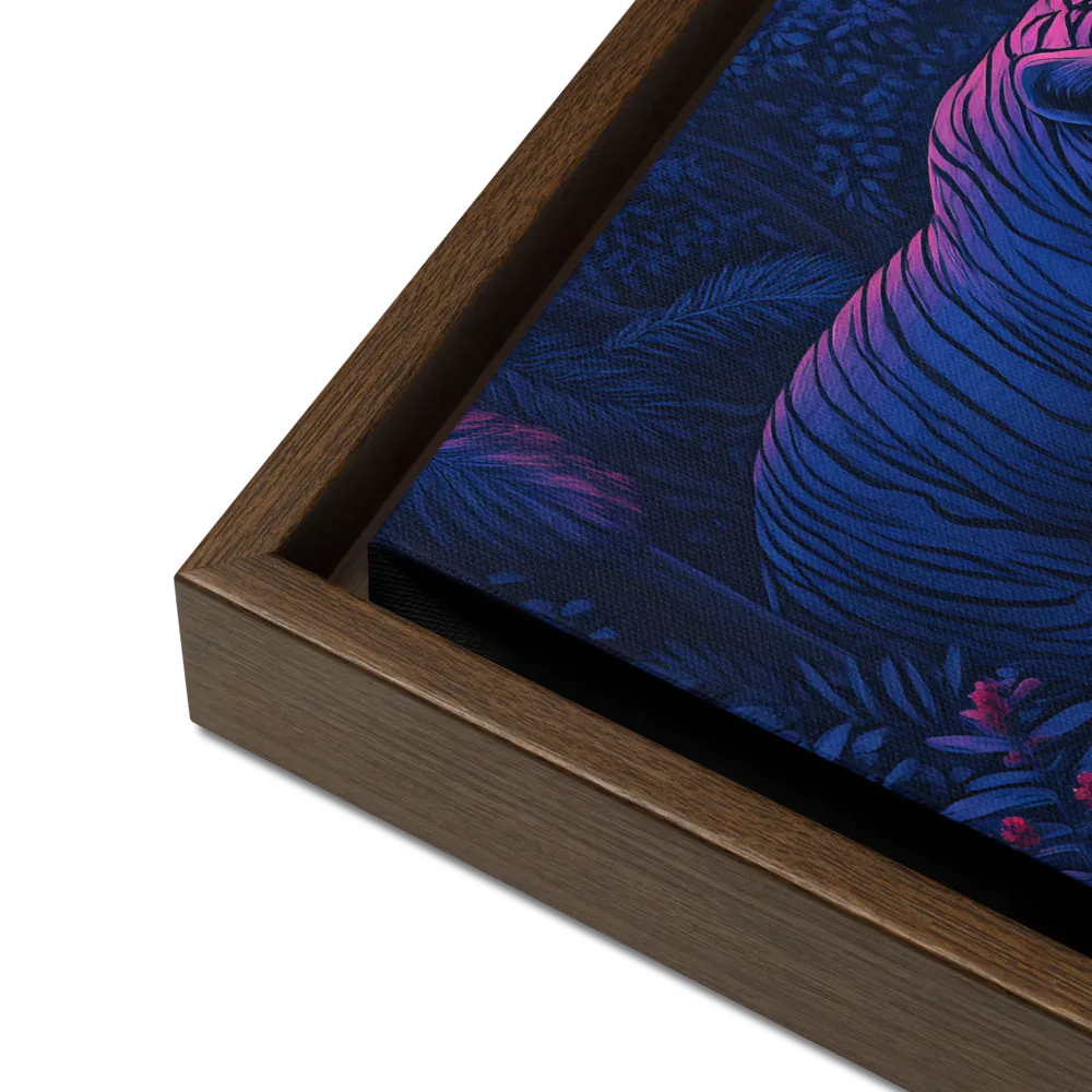 Mystic Prowler: The White Tiger in the Jungle | Canvas with Brown Frame | 12″×16″