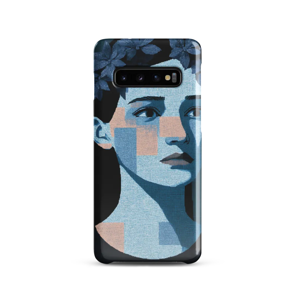 Grid-Wreathed Cyan Portrait