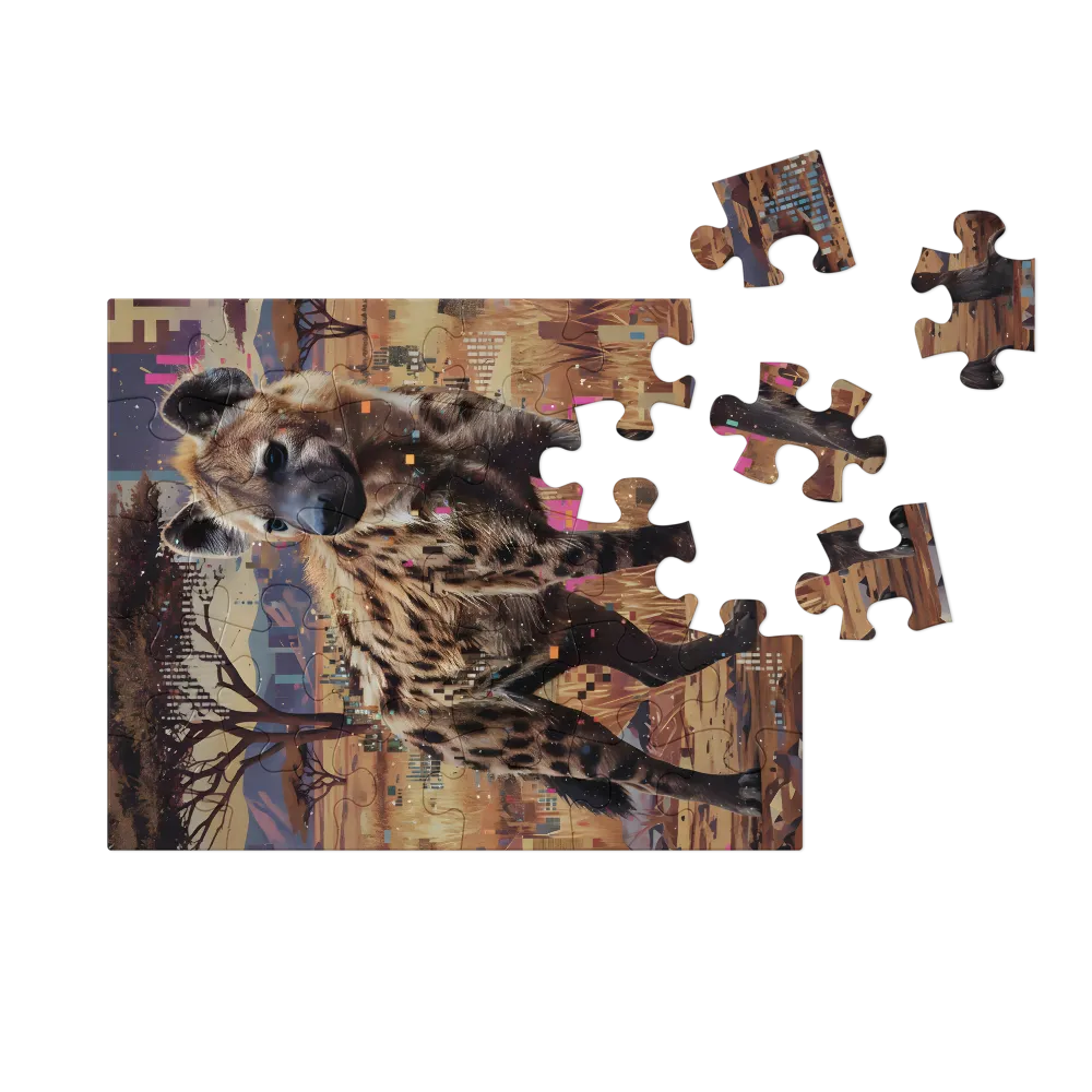 Glitched Hyena 
 Jigsaw Puzzle in Tin Box