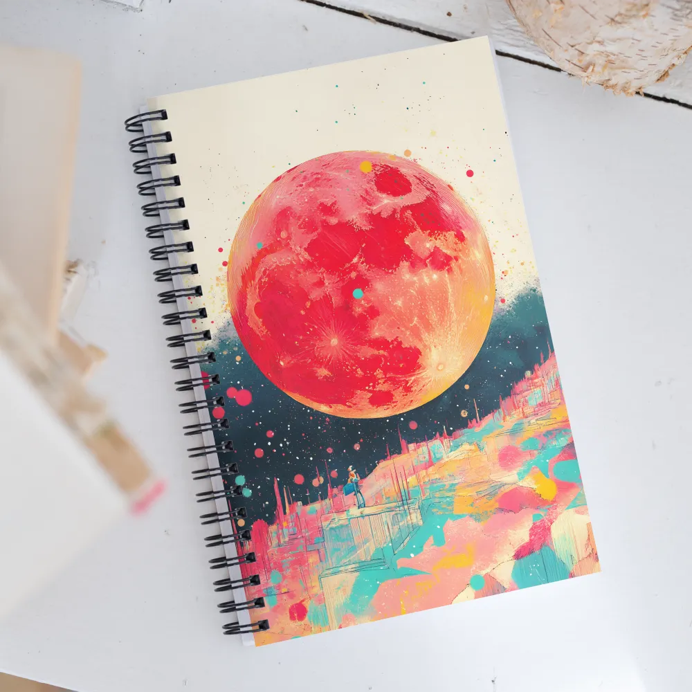 Crimson Dreams: A Lunar Exploration | Spiral Notebook