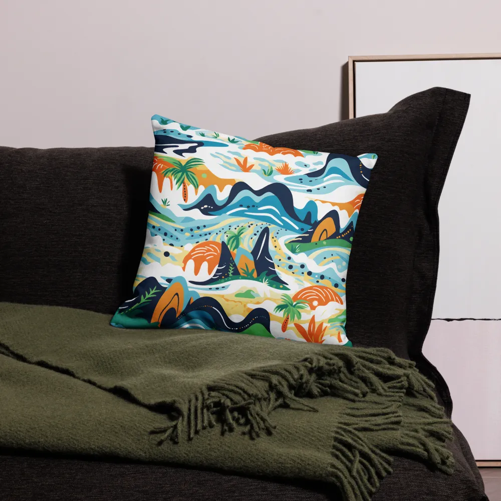 Abstract Tropical Landscape | Pillow | 18″×18″