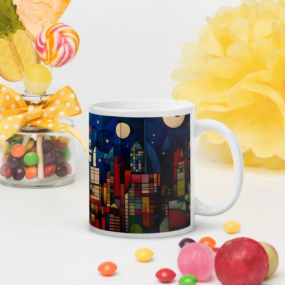 Geometric Harmony: A Vibrant Cityscape | Mugs | Multiple Sizes & Colors