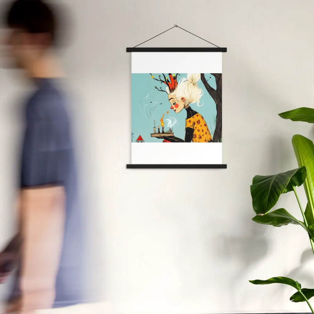 Whimsical Nature Girl | Poster With Black Wood Hanger | 18″×24″