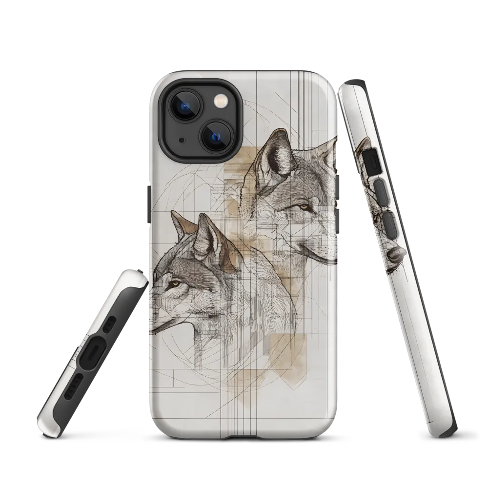 Geometric Harmony: The Essence of Wolves | Phone Case |  13 | Tough Case | Glossy