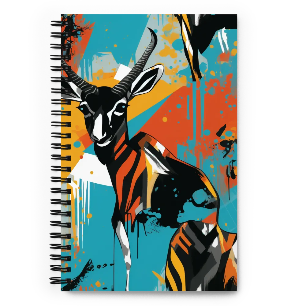 Dynamic Antelope in Vivid Abstract | Spiral Notebook