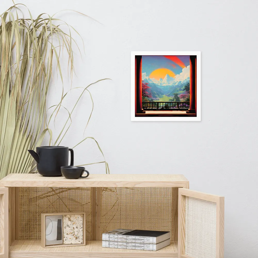 Golden Mountain Vista 
 Poster with White Frame | 14″x 14″
