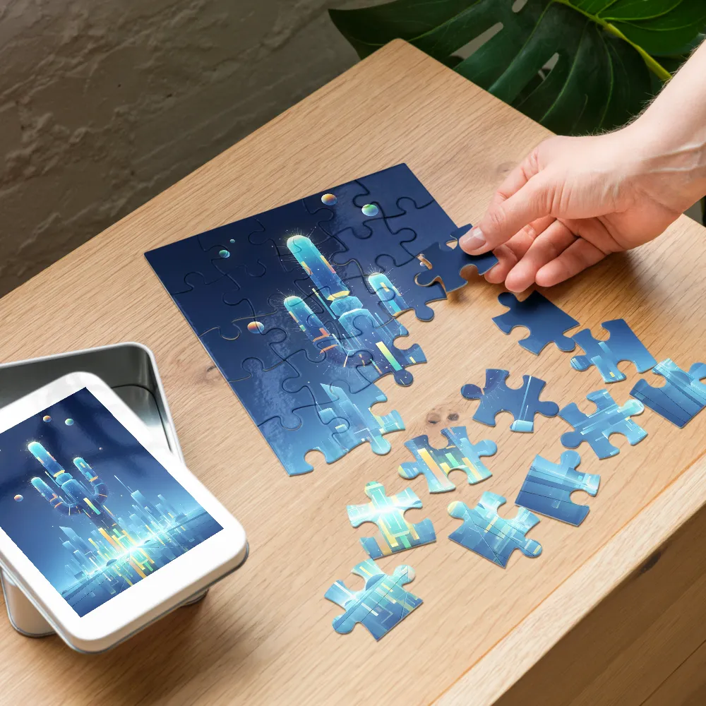 Neon Cactus City 
 Jigsaw Puzzle in Tin Box