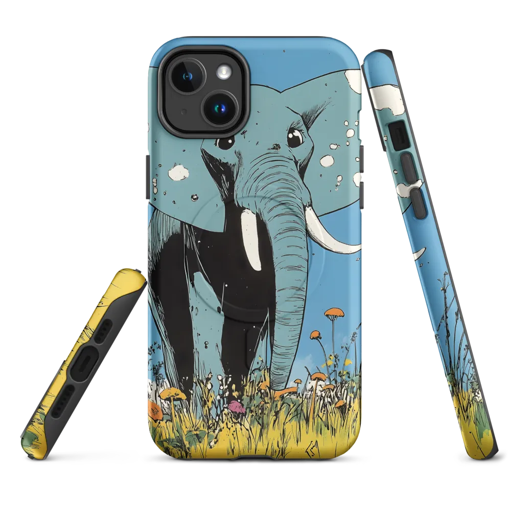 Whimsical Blue Elephant in Bloom