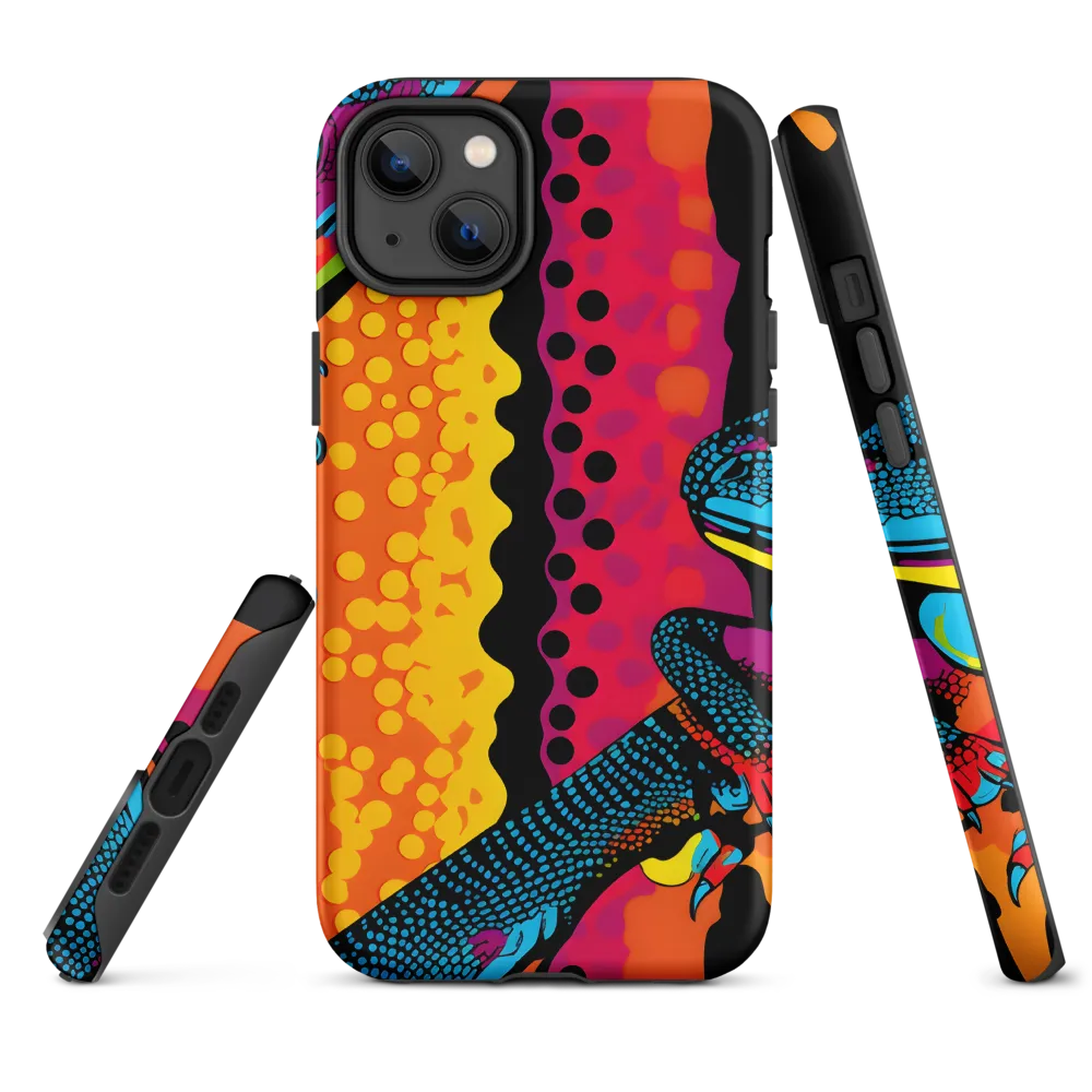 Colorful Encounters: The Playful Geckos | Phone Case |  14 Plus | Tough Case | Matte
