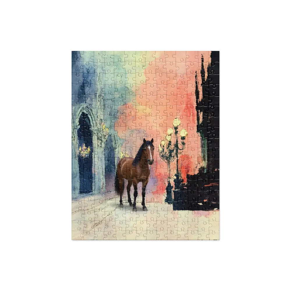 Horse in a Watercolor Interior