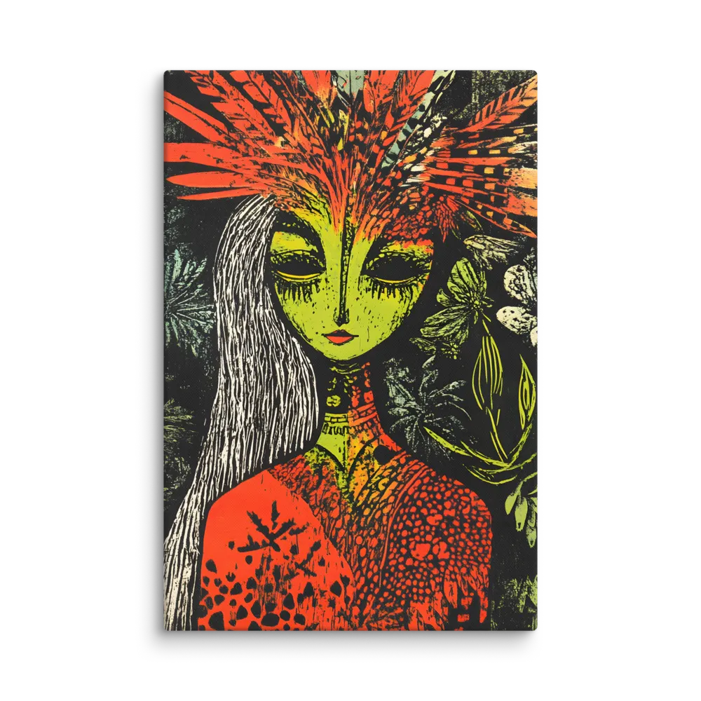 Mystical Flora: A Surreal Portrait | Canvas | 24″×36″