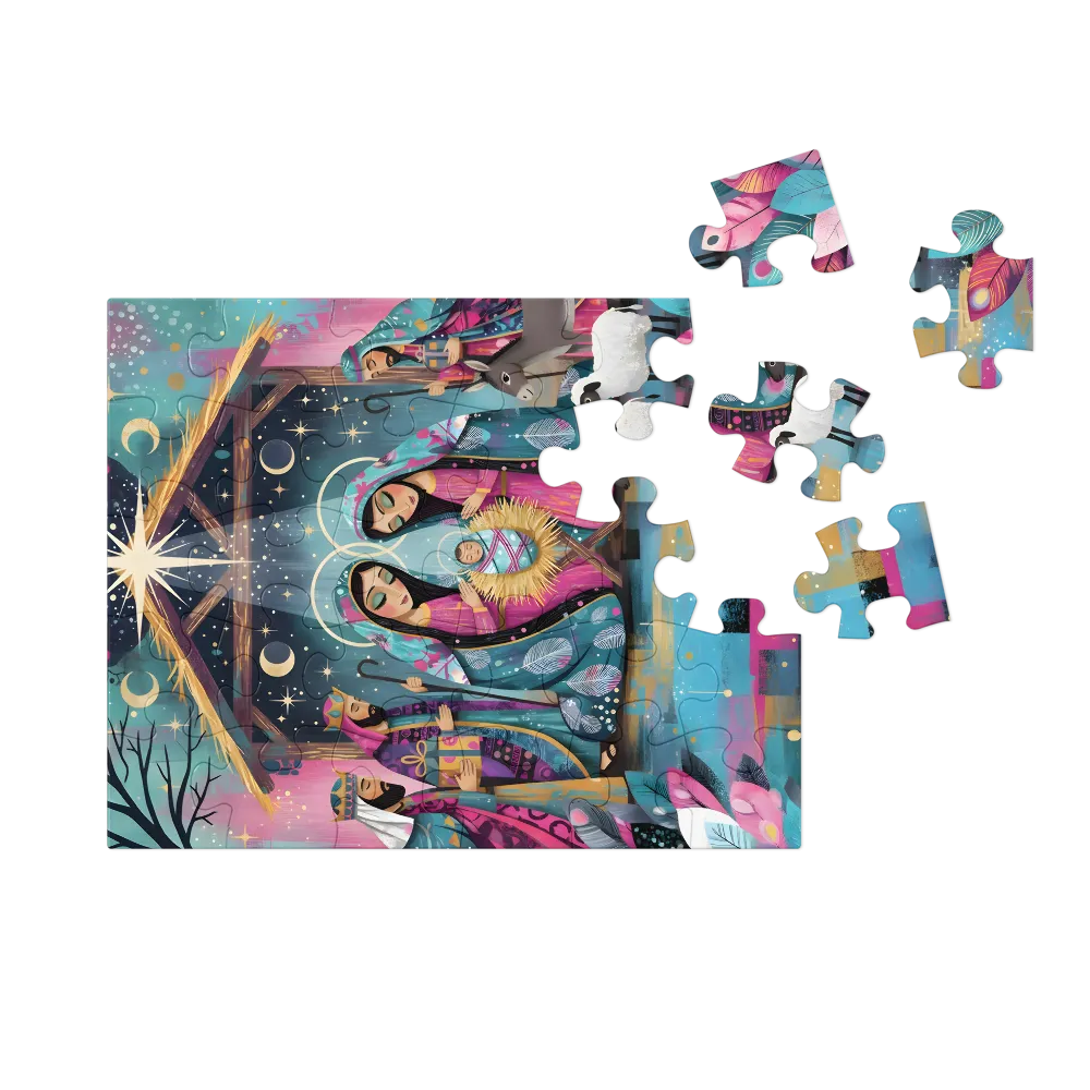 Starlit Nativity 
 Jigsaw Puzzle in Tin Box