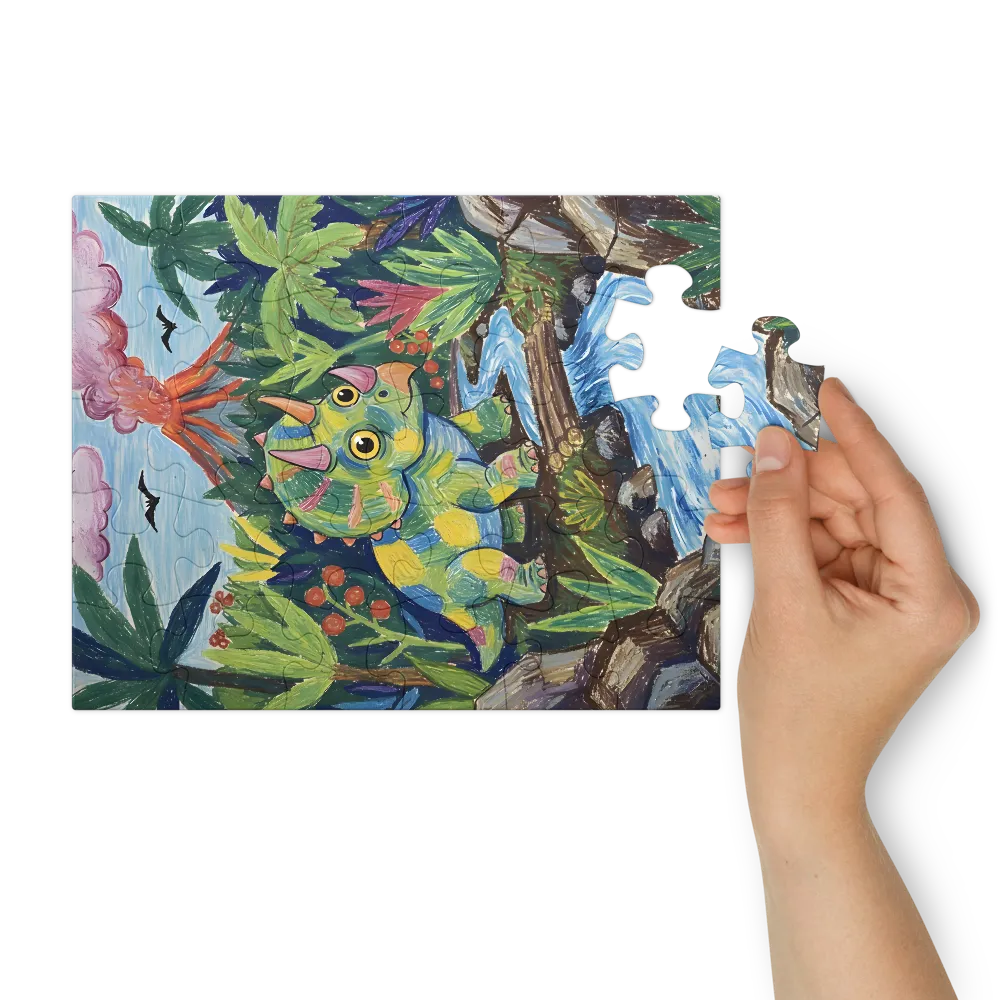 Playful Triceratops 
 Jigsaw Puzzle in Tin Box