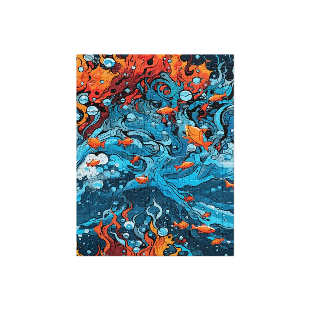 Fluid Harmony: Ocean and Flames | Jigsaw Puzzle | 252/520 pieces