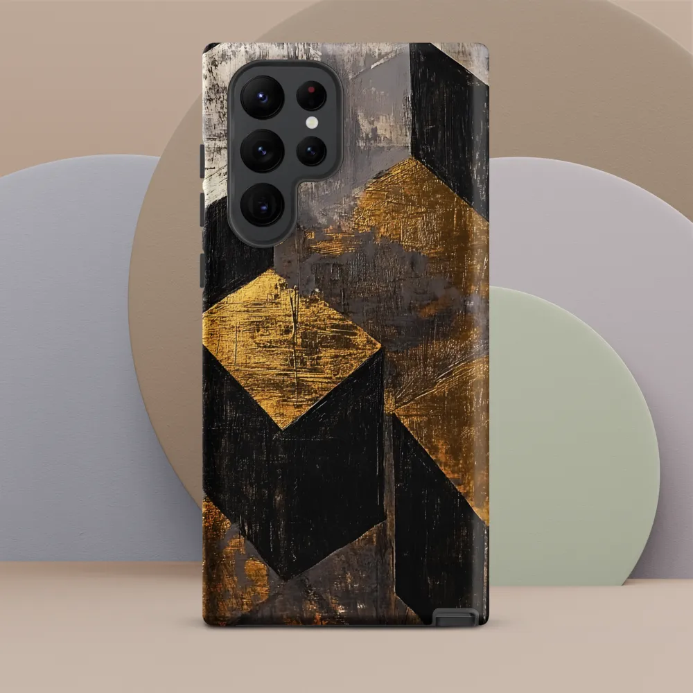 Geometric Harmony in Gold and Black | Phone Case |  S22 Ultra | Tough Case | Matte