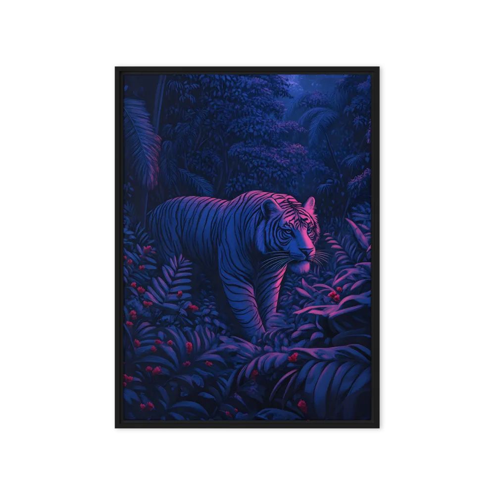 Mystic Prowler: The White Tiger in the Jungle | Canvas with Black Frame | 20″×28″