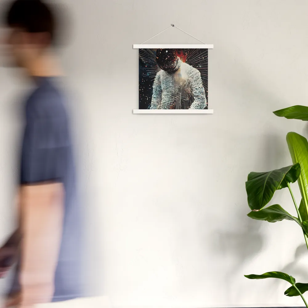 Ethereal Astronaut: A Journey Through the Cosmos | Poster With White Wood Hanger | 14″×14″
