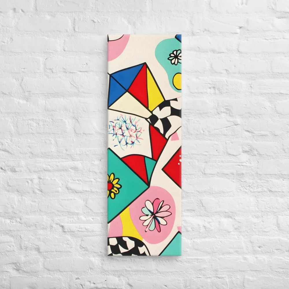 Joyful Geometry: A Playful Dance of Shapes and Colors | Canvas | 12″×36″