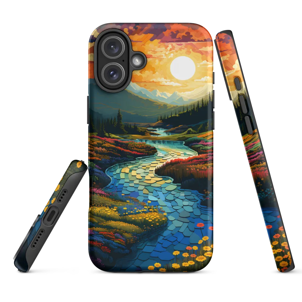 Serenity in Sunset: A Winding River's Embrace | Phone Case |  16 Plus | Tough Case | Matte
