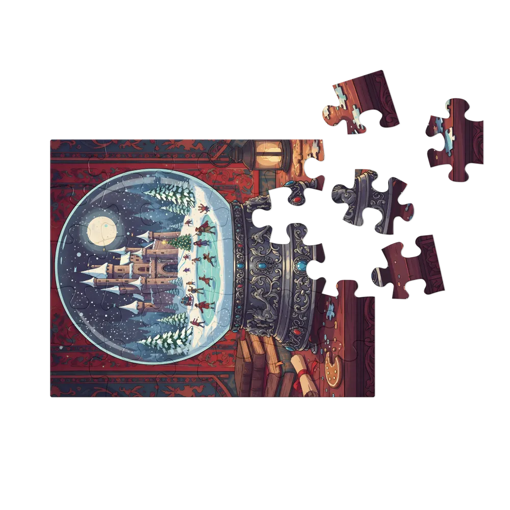 Winter Castle Snow Globe 
 Jigsaw Puzzle in Tin Box