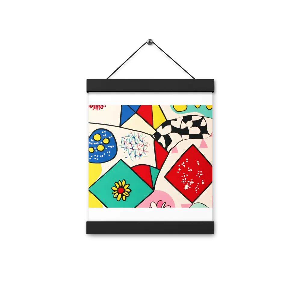 Joyful Geometry: A Playful Dance of Shapes and Colors | Poster With Black Wood Hanger | 8″×10″
