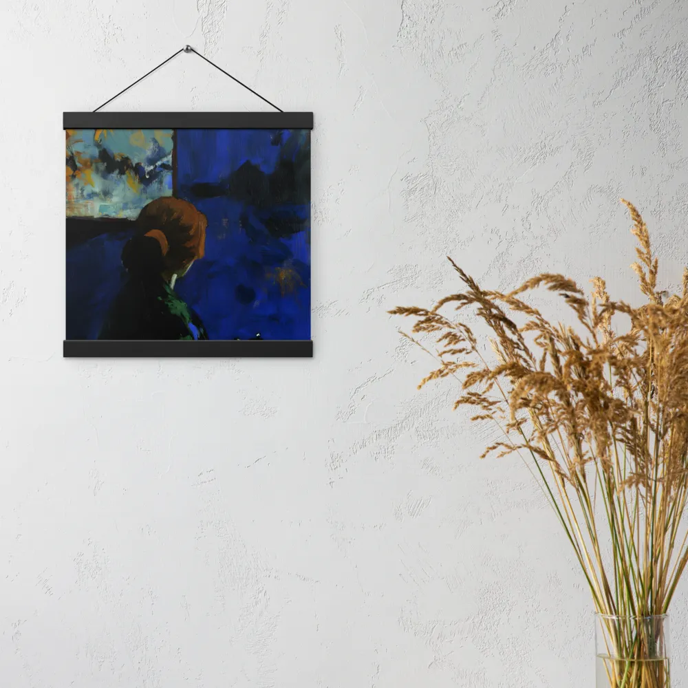 Contemplation Under the Night Sky | Poster With Black Wood Hanger | 12″×12″