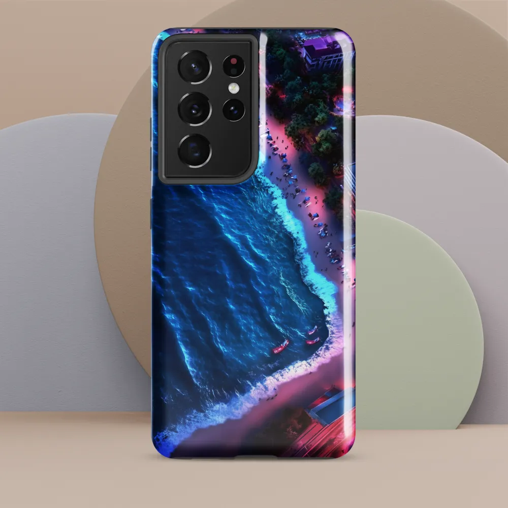 Twilight Reflections: A Serene Beach Aerial | Phone Case |  S21 Ultra | Tough Case | Glossy
