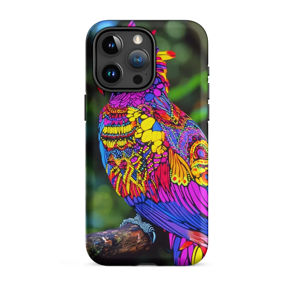 Vibrant Psychedelic Parrot | Phone Case |  15 Pro Max | MagSafe® Tough Case | Matte
