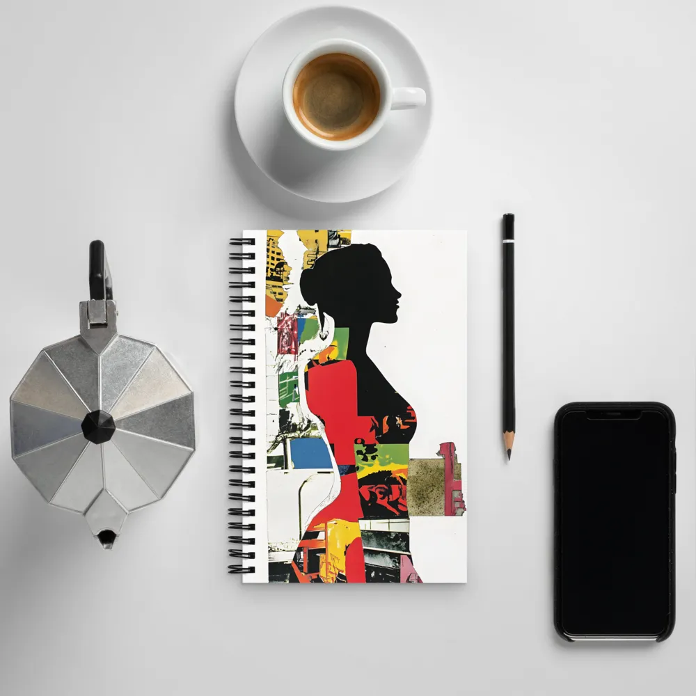 Collage of Colors: A Silhouette's Story | Spiral Notebook