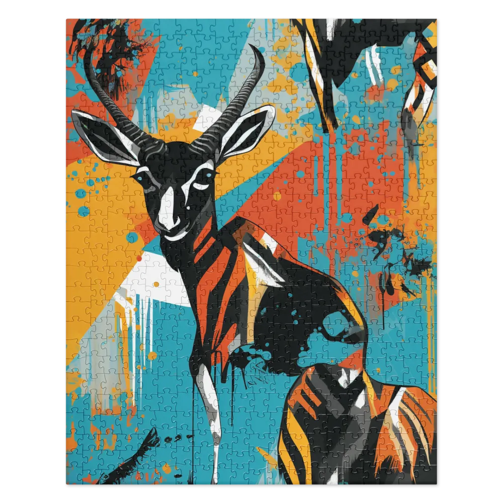 Dynamic Antelope in Vivid Abstract | Jigsaw Puzzle | 520 pieces