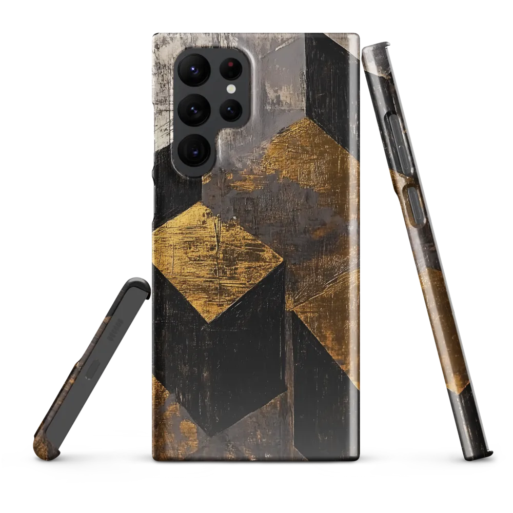 Geometric Harmony in Gold and Black | Phone Case |  S22 Ultra | Snap Case | Glossy