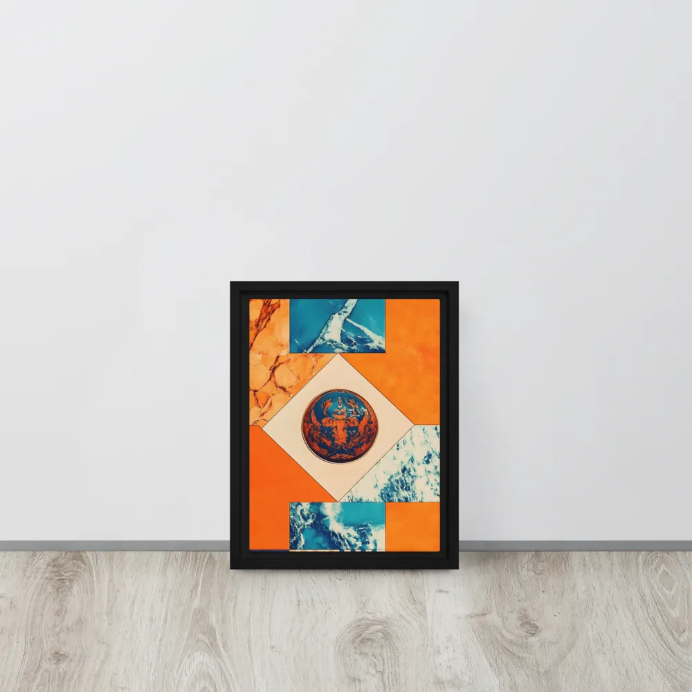 Harmonious Encounters: Abstract Geometry | Canvas with White Frame | 9″×12″