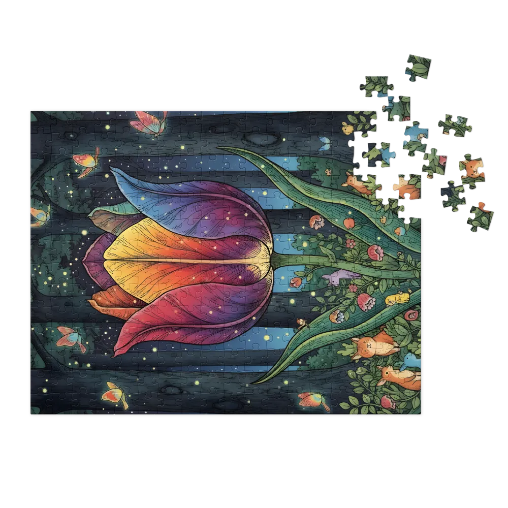 Enchanted Forest Tulip 
 Jigsaw Puzzle in Tin Box
