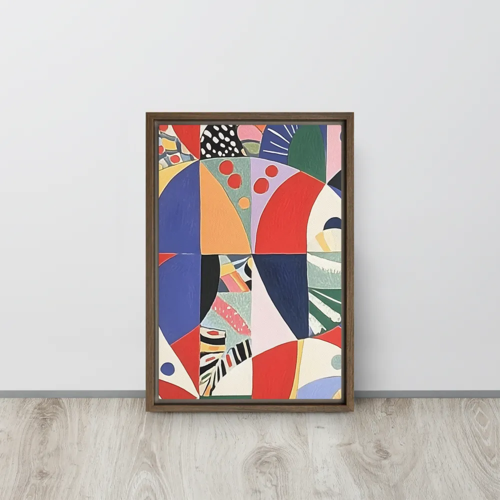 Dynamic Mosaic Symmetry | Canvas with Brown Frame | 12″×18″