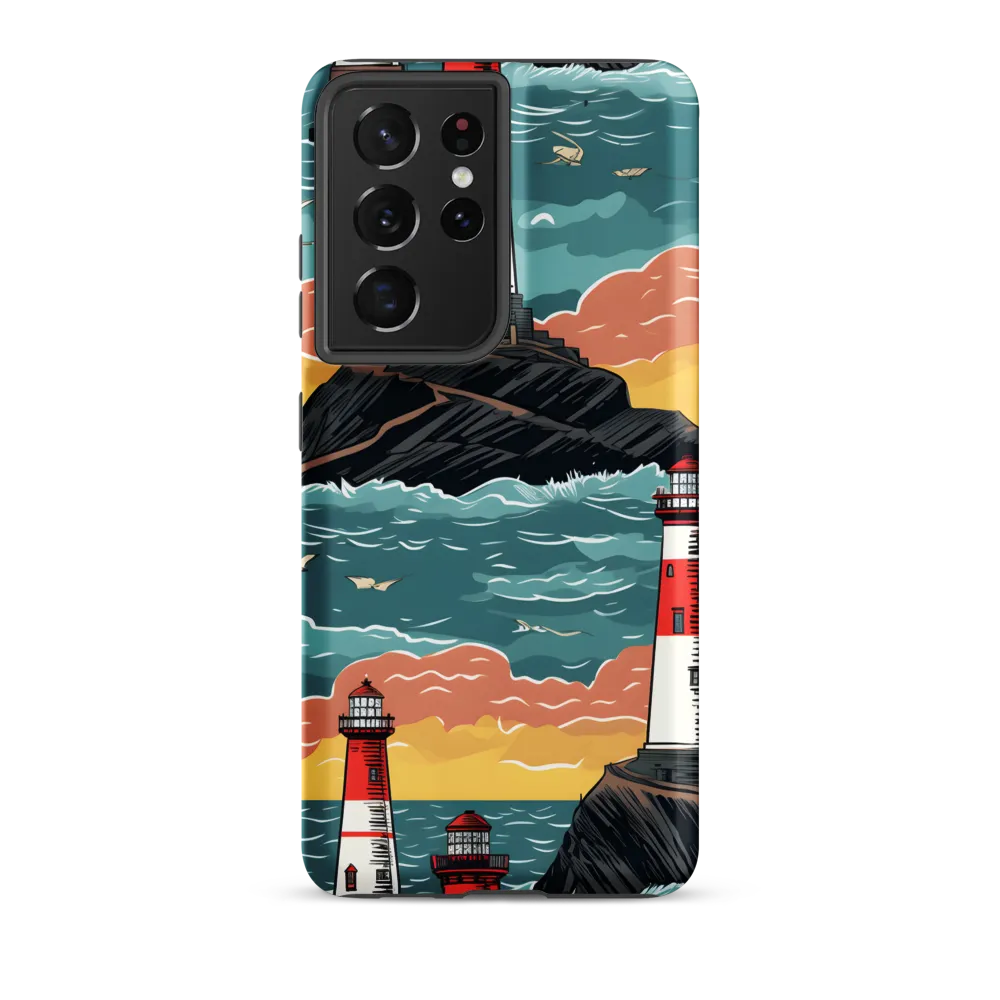 Lighthouses in a Whimsical Ocean | Phone Case |  S21 Ultra | Tough Case | Matte