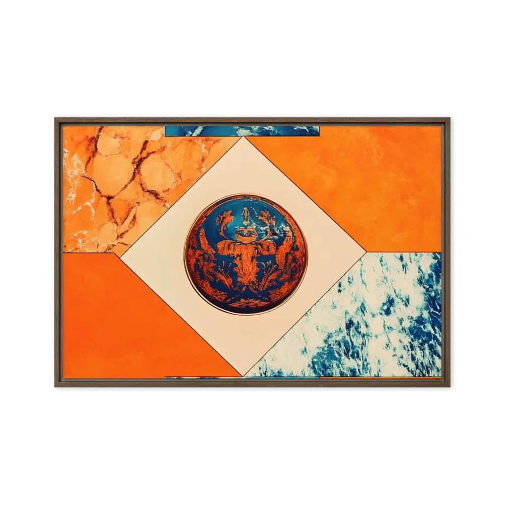 Harmonious Encounters: Abstract Geometry | Canvas with Brown Frame | 20″×30″