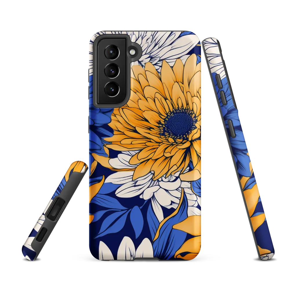 Floral Harmony in Blue and Yellow