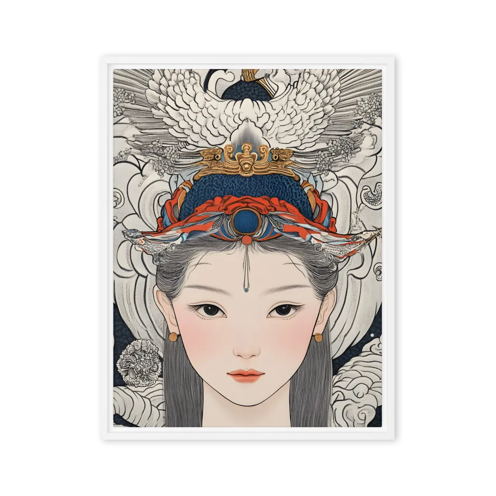 Serenity in Myth: A Traditional Portrait | Canvas with White Frame | 24″×32″