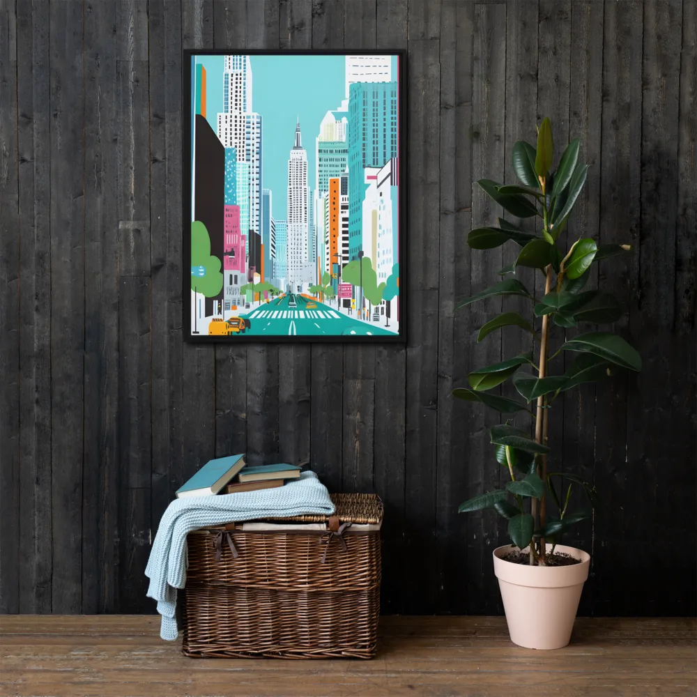 Urban Symphony: A Modern Cityscape | Canvas with Black Frame | 24″×32″