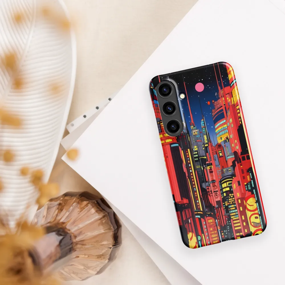 Neon Dreams: A Cyberpunk Cityscape | Phone Case |  S24 Plus | Snap Case | Glossy