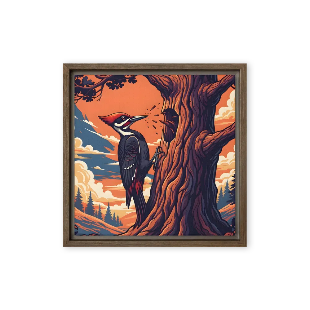Woodpecker at Sunset 
 Canvas with Brown Frame