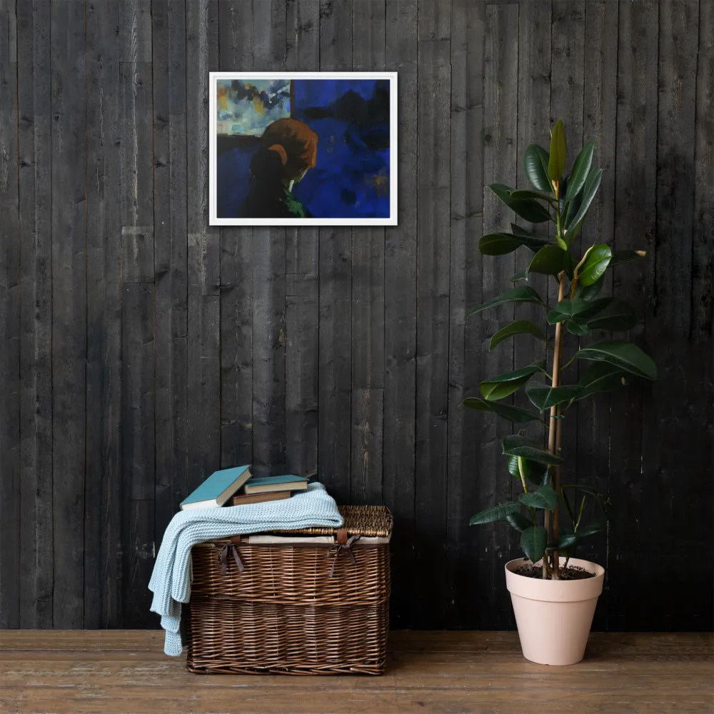 Contemplation Under the Night Sky | Canvas with White Frame | 16″×20″