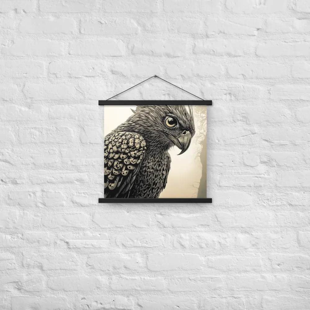 Majestic Owl in Detail | Poster With Black Wood Hanger | 18″×18″